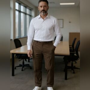 Dockers - D3 Pants, Olive Chino, Pleated Front Buttoned Back Pockets, Size 40x29